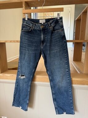 Lola Denver distressed high rise straight jeans